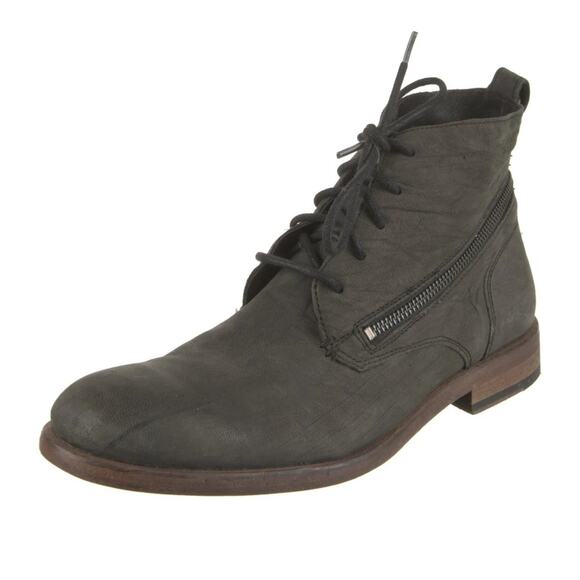 MENS JOHN VARVATOS Slate Grey Zipper Chukka Blue Ankle Boots Lace Up Shoes 8